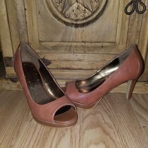Rampage Brown Leather Heels -  7M